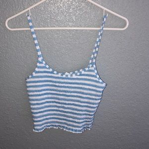 blue and white striped tank top